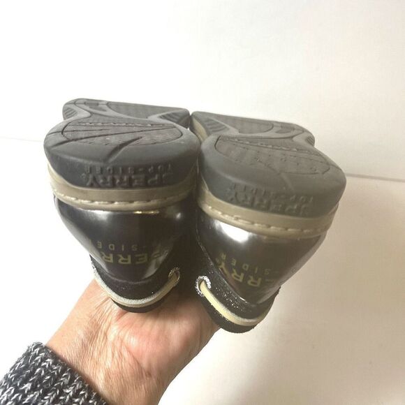 Sperry Top-Sider Black/Brown Leather Women's 8 M Loafer Glitter Bow Slip On Flat - Picture 7 of 11